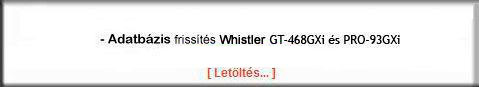 Whistler radardetektor frissítés