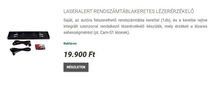 Rendszámtábla keretes legális traffipax védelem